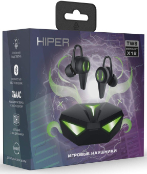 Гарнитура вкладыши Hiper TWS Mercury X12 черный беспроводные bluetooth в ушной раковине (HTW-MX12) от магазина РЭССИ