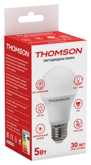 Лампа светодиодная Thomson TH-B2098 5Вт цок.:E27 груша 220B 4000K св.свеч.бел.нейт. A (упак.:1шт) от магазина РЭССИ