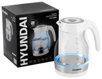 Чайник электрический Hyundai HYK-G3802 1.7л. 2200Вт белый/серебристый (корпус: стекло) от магазина РЭССИ