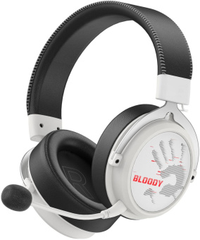 Наушники с микрофоном A4Tech Bloody MR590 Sports белый/черный 1.5м мониторные BT/Radio/3.5mm оголовье (MR590+ WIRED/SPORT WHITE) от магазина РЭССИ