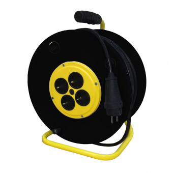 Удлинитель на пластиковой катушке 4-местный SUNTEK КГ 3х1,5 черный 50 м от магазина РЭССИ