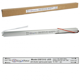 Блок питания для светодиодной ленты DS7212LED 12V/6A 72W от магазина РЭССИ