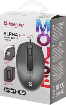 Мышь Defender Alpha MB-507 черный оптическая 1000dpi silent USB 2but (52507) от магазина РЭССИ