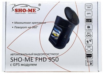 Видеорегистратор Sho-Me FHD-950 черный 1296x1728 1296p 145гр. GPS NTK96658 от магазина РЭССИ