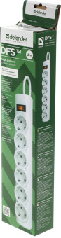 Сетевой фильтр Defender DFS 151 1.8м (6 розеток) белый (коробка) от магазина РЭССИ