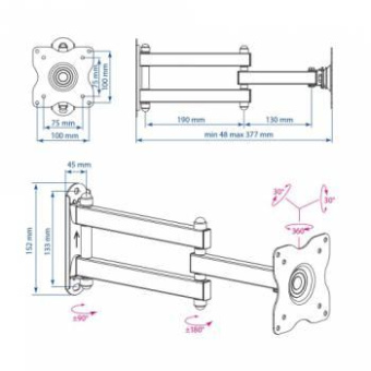 Кронштейн для телевизора Kromax DIX-15W белый 15"-28" макс.30кг настенный поворот и наклон от магазина РЭССИ