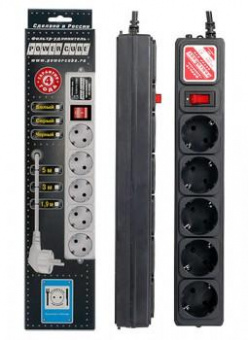 Сетевой фильтр Powercube SPG-B-15-BLACK 5м (5 розеток) черный (коробка) от магазина РЭССИ