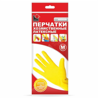 Перчатки хозяйственные латексные L желтые ''A.D.M.''/240пар/12 от магазина РЭССИ