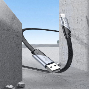 Кабель Hoco U119 Machine iP USB (m)-Lightning (m) 1.2м черный коробка плоский от магазина РЭССИ