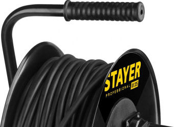 Удлинитель силовой Stayer 55076-50_z01 3x2.5кв.мм 4розет. 50м КГ катушка черный от магазина РЭССИ