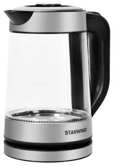 Чайник электрический Starwind SKG3081 1.7л. 1700Вт черный/серебристый (корпус: стекло) от магазина РЭССИ