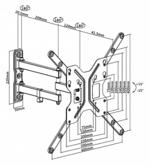 Кронштейн для телевизора Ultramounts UM905 черный 23"-55" макс.30кг настенный поворотно-выдвижной и наклонный от магазина РЭССИ