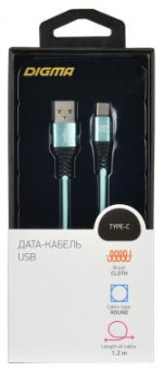 Кабель Digma TYPE-C-1.2M-BRAIDED-GR USB (m)-USB Type-C (m) 1.2м зеленый от магазина РЭССИ