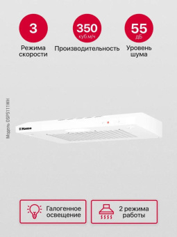 Вытяжка козырьковая Hansa OSP5111WH белый управление: ползунковое (1 мотор) от магазина РЭССИ