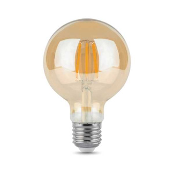 Лампа светодиодная филаментная LED 6 Вт 550 лм 2400К шар G95 теплый E27 AC 220В золотистая колба Black Filament от магазина РЭССИ