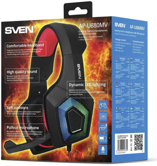 Наушники с микрофоном Sven AP-U880MV черный/красный 2.2м мониторные оголовье (SV-016739) от магазина РЭССИ