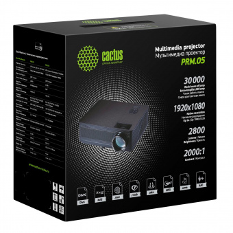 Проектор Cactus CS-PRM.05B.WUXGA-A LCD 2800Lm (1920x1080) 2000:1 ресурс лампы:30000часов 2xUSB typeA 2xHDMI 4.2кг от магазина РЭССИ