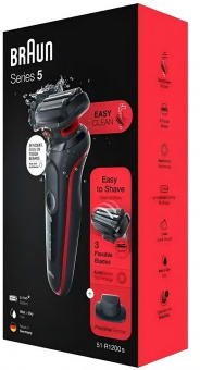 Бритва сетчатая Braun Series 5 51-R1200S реж.эл.:3 питан.:аккум. черный/красный от магазина РЭССИ