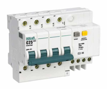 Выключатель автоматический дифференциальный (Автоматический выключатель дифференциального тока АВДТ) 4п 25А 30мА тип AC С 4.5кА ДИФ-101 от магазина РЭССИ