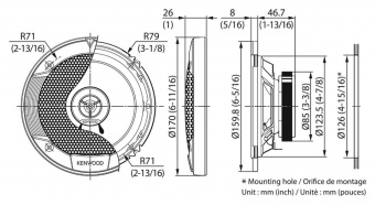 Колонки автомобильные Kenwood KFC-S1676EX 330Вт 87дБ 4Ом 16см (6.5дюйм) (ком.:2кол.) коаксиальные двухполосные от магазина РЭССИ