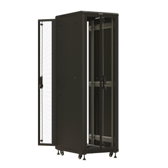 Шкаф коммутационный Hyperline (TTBR-4268-DD-RAL9004) напольный 42U 600x800мм пер.дв.перфор. задн.дв.перфор. 2 бок.пан. 800кг черный 710мм 2055мм IP20 сталь от магазина РЭССИ