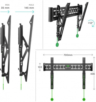 Кронштейн для телевизора Onkron TM6 черный 43"-85" макс.68кг настенный наклон от магазина РЭССИ