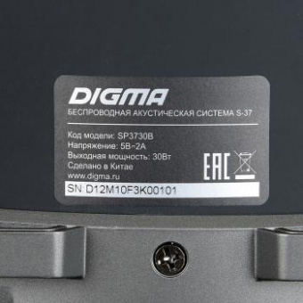 Колонка порт. Digma S-37 черный 30W 2.1 BT/USB 3600mAh (SP3730B) от магазина РЭССИ