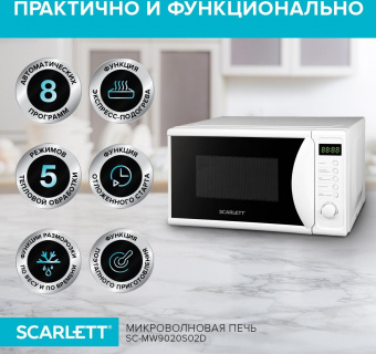 Микроволновая Печь Scarlett SC-MW9020S02D 20л. 700Вт белый/черный от магазина РЭССИ