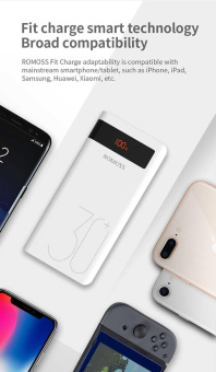Мобильный аккумулятор Romoss Sense 8P+ 30000mAh QC 3A белый от магазина РЭССИ