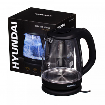 Чайник электрический Hyundai HYK-G1001 1.7л. 2200Вт черный (корпус: стекло) от магазина РЭССИ