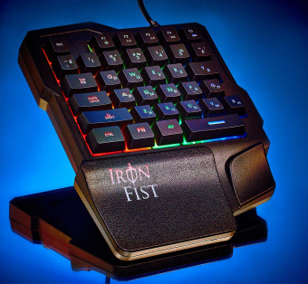 Игровой блок Оклик 701G IRON FIST черный USB for gamer LED (подставка для запястий) (1196590) от магазина РЭССИ