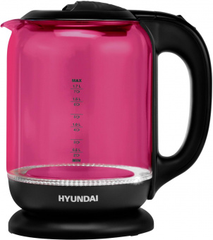 Чайник электрический Hyundai HYK-G4808 1.8л. 2200Вт малиновый/черный (корпус: стекло) от магазина РЭССИ