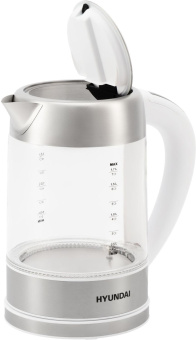 Чайник электрический Hyundai HYK-S5807 1.7л. 2200Вт белый/серебристый корпус: стекло/металл от магазина РЭССИ