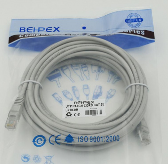 Патч-корд cat5E molded 10м серый RJ-45 (m)-RJ-45 (m) от магазина РЭССИ