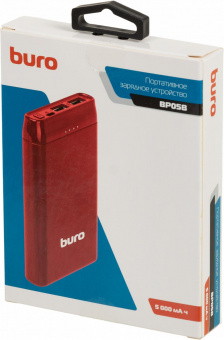 Мобильный аккумулятор Buro BP05B 5000mAh 2.1A 2xUSB красный (BP05B10PRD) от магазина РЭССИ