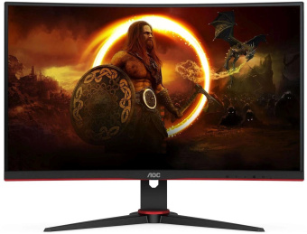 Монитор AOC 27" Gaming CQ27G2SE/BK черный/красный VA LED 16:9 HDMI матовая HAS Piv 250cd 2560x1440 165Hz FreeSync Premium Pro DP Quad 2K (1440p) 5.4кг от магазина РЭССИ