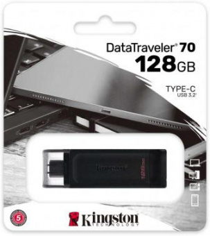 Флеш Диск Kingston 128Gb DataTraveler 70 Type-C DT70/128GB USB3.2 черный от магазина РЭССИ