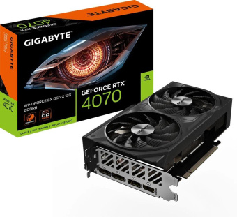 Видеокарта Gigabyte PCI-E 4.0 GV-N4070WF2OCV2-12GD NVIDIA GeForce RTX 4070 12Gb 192bit GDDR6X 2475/21000 HDMIx1 DPx3 HDCP Ret от магазина РЭССИ