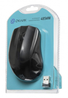 Мышь Оклик 485MW черный оптическая (1600dpi) беспроводная USB для ноутбука (3but) от магазина РЭССИ