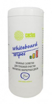 Салфетки Cactus CS-WB075 для маркерных досок туба 75шт влажных от магазина РЭССИ