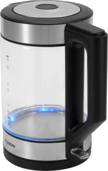 Чайник электрический Hyundai HYK-G3509 1.7л. 2200Вт черный/прозрачный корпус: стекло/пластик от магазина РЭССИ