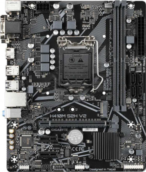 Материнская плата Gigabyte H410M S2H V2 Soc-1200 Intel H470 2xDDR4 mATX AC`97 8ch(7.1) GbLAN+VGA+DVI+HDMI от магазина РЭССИ