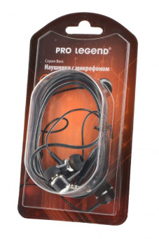 Наушники Pro Legend Bass PL5020 с микрофоном черные затычки, 18-20kHz, 116#3dB, 32Ом, шнур 1.2м BL1 от магазина РЭССИ
