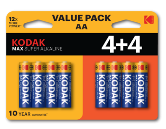 Батарейка Kodak LR6 4+4BL MAX SUPER Alkaline AA от магазина РЭССИ