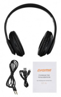 Гарнитура накладные Digma BT-14 черный беспроводные bluetooth оголовье (BT-14B) от магазина РЭССИ