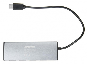 Разветвитель USB-C Digma HUB-4U2.0-UC-DS 4порт. серебристый от магазина РЭССИ
