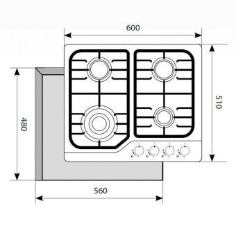 Газовая варочная поверхность Lex GVS 640 IX нержавеющая сталь от магазина РЭССИ