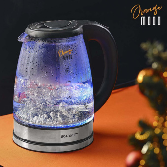 Чайник электрический Scarlett SC-EK27G36 1.8л. 1800Вт черный корпус: стекло/пластик от магазина РЭССИ