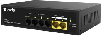 Коммутатор Tenda SG106PC (L2) 6x1Гбит/с 4PoE 50W неуправляемый от магазина РЭССИ