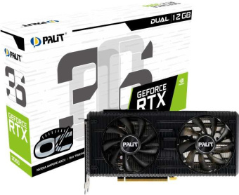 Видеокарта Palit PCI-E 4.0 PA-RTX3060 DUAL OC 12G NVIDIA GeForce RTX 3060 12Gb 192bit GDDR6 1320/15000 HDMIx1 DPx3 HDCP Ret от магазина РЭССИ